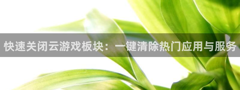 优贝娱乐网页登录入口官网：快速关闭云游戏板块：一键清除热门应